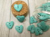Bouton petit coeur turquoise