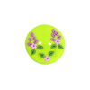 Bouton rond vert perroquet et fleurs