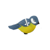 Bouton oiseau mésange tête droite