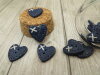 Bouton petit coeur bleu nuit pailleté