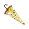 Bouton parapluie marron motif fleuri jaune