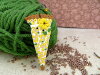 Bouton parapluie marron motif fleuri jaune