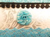 Bouton rose de 27mm marbré turquoise