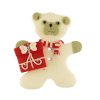 Bouton nounours de Noël blanc et cadeau