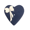 Bouton gros coeur marine noeud blanc