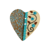 Bouton gros coeur Turquoise-Brown