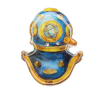 Bouton scaphandre bleu et or